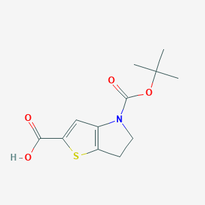 Chemical structure of 4-(tert-Butoxycarbonyl)-5,6-dihydro-4H-thieno[3,2-b]pyrrole-2-carboxylic acid