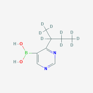 Chemical structure of 4-(sec-Butyl-d9)-pyrimidine-5-boronic acid
