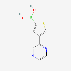 Chemical structure of 4-(Pyrazin-2-yl)thiophene-2-boronic acid