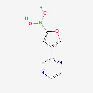 Chemical structure of 4-(Pyrazin-2-yl)furan-2-boronic acid
