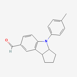 Chemical structure of 4-(p-Tolyl)-1,2,3,3a,4,8b-hexahydrocyclopenta[b]indole-7-carbaldehyde