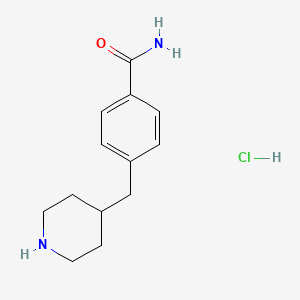 Chemical structure of 4-(Piperidin-4-ylmethyl)benzamide hydrochloride