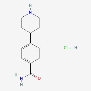 Chemical structure of 4-(Piperidin-4-yl)benzamide hydrochloride