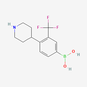 Chemical structure of 4-(Piperidin-4-yl)-3-trifluoromethylphenylboronic acid