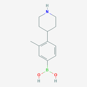 Chemical structure of 4-(Piperidin-4-yl)-3-methylphenylboronic acid
