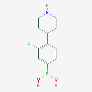 Chemical structure of 4-(Piperidin-4-yl)-3-chlorophenylboronic acid