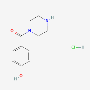 Chemical structure of 4-(Piperazine-1-carbonyl)phenol hydrochloride