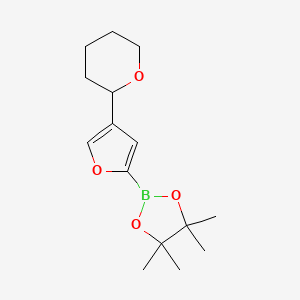 Chemical structure of 4-(Oxan-2-yl)furan-2-boronic acid pinacol ester