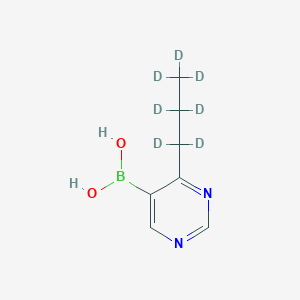 Chemical structure of 4-(n-Propyl-d7)-pyrimidine-5-boronic acid