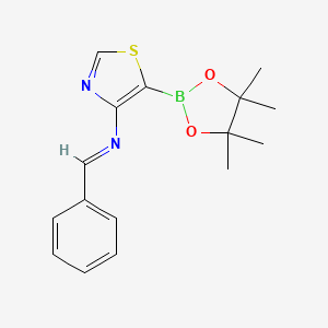 Chemical structure of 4-(N-Phenylmethylene)thiazole-5-boronic acid pinacol ester