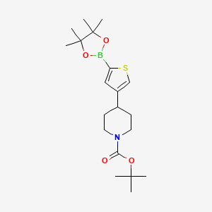 Chemical structure of 4-(N-Boc-piperidin-4-yl)thiophene-2-boronic acid pinacol ester