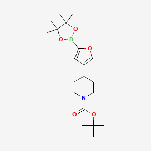 Chemical structure of 4-(N-Boc-piperidin-4-yl)furan-2-boronic acid pinacol ester