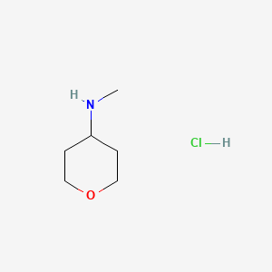 Chemical structure of N-methyloxan-4-amine hydrochloride