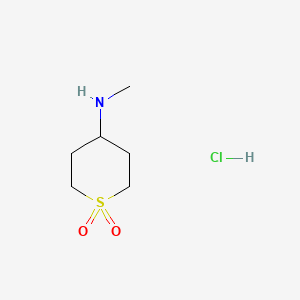Chemical structure of 4-(Methylamino)tetrahydro-2H-thiopyran 1,1-dioxide hydrochloride
