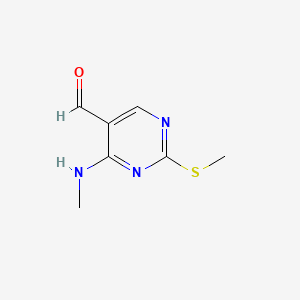 Chemical structure of 4-(methylamino)-2-(methylthio)pyrimidine-5-carbaldehyde