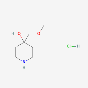 Chemical structure of 4-(methoxymethyl)piperidin-4-ol hydrochloride