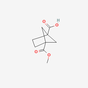 Chemical structure of 4-(Methoxycarbonyl)bicyclo[2.1.1]hexane-1-carboxylic acid
