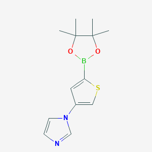 Chemical structure of 4-(Imidazol-1-yl)thiophene-2-boronic acid pinacol ester