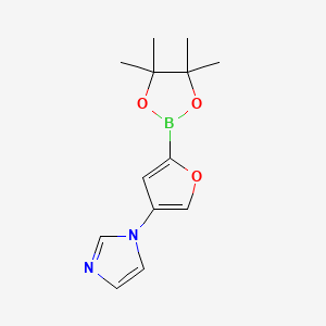 Chemical structure of 4-(Imidazol-1-yl)furan-2-boronic acid pinacol ester