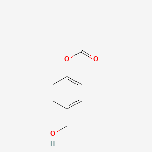 Chemical structure of 4-(Hydroxymethyl)phenyl pivalate