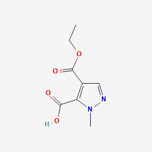 Chemical structure of 4-(Ethoxycarbonyl)-1-methyl-1H-pyrazole-5-carboxylic acid
