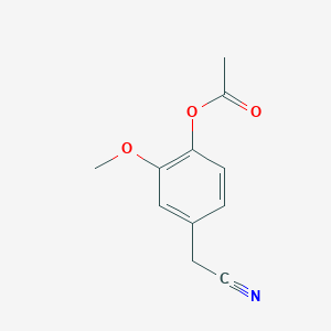 Chemical structure of 4-(Cyanomethyl)-2-methoxyphenyl Acetate