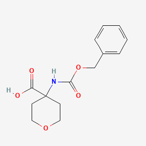 Chemical structure of 4-(Cbz-amino)tetrahydropyran-4-carboxylic Acid