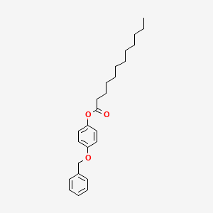 Chemical structure of 4-(benzyloxy)phenyl dodecanoate