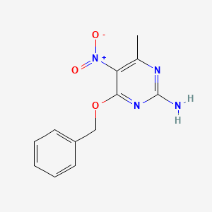 Chemical structure of 4-(benzyloxy)-6-methyl-5-nitropyrimidin-2-amine