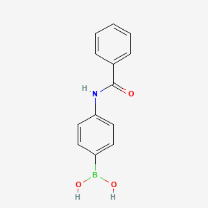 Chemical structure of 4-Benzamidophenylboronic acid
