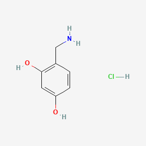 Chemical structure of 4-(Aminomethyl)benzene-1,3-diol hydrochloride