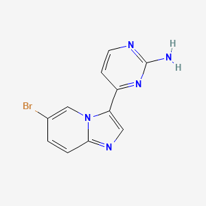 Chemical structure of 4-(6-Bromoimidazo[1,2-a]pyridin-3-yl)pyrimidin-2-amine
