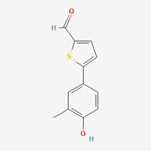 Chemical structure of 4-(5-Formylthiophen-2-yl)-2-methylphenol