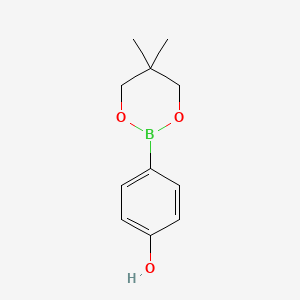 Chemical structure of 4-(5,5-dimethyl-1,3,2-dioxaborinan-2-yl)phenol