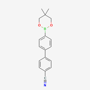 Chemical structure of 4'-(5,5-dimethyl-1,3,2-dioxaborinan-2-yl)-[1,1'-biphenyl]-4-carbonitrile