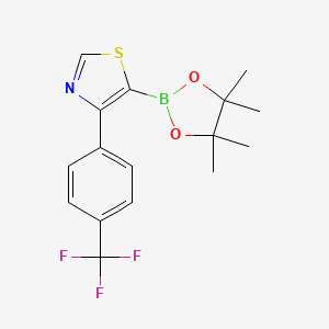 Chemical structure of 4-(4-Trifluoromethylphenyl)thiazole-5-boronic acid pinacol ester