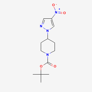 Chemical structure of 4-(4-Nitro-pyrazol-1-yl)-piperidine-1-carboxylic acid tert-butyl ester