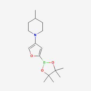 Chemical structure of 4-(4-Methylpiperidin-1-yl)furan-2-boronic acid pinacol ester