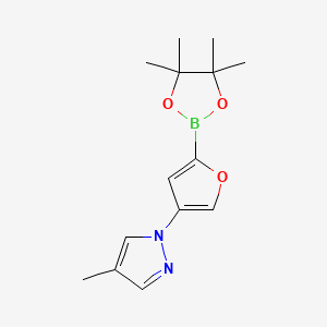 Chemical structure of 4-(4-Methyl-1H-pyrazol-1-yl)furan-2-boronic acid pinacol ester