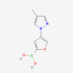 Chemical structure of 4-(4-Methyl-1H-pyrazol-1-yl)furan-2-boronic acid