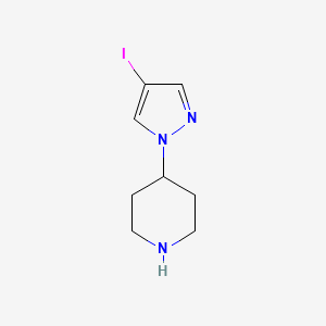 Chemical structure of 4-(4-Iodo-1H-pyrazol-1-yl)piperidine
