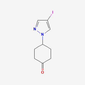 Chemical structure of 4-(4-Iodo-1H-pyrazol-1-yl)cyclohexanone
