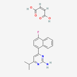 Chemical structure of 4-(4-Fluoronaphthalen-1-yl)-6-isopropylpyrimidin-2-amine maleate