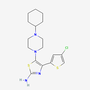 Chemical structure of 4-(4-chlorothiophen-2-yl)-5-(4-cyclohexylpiperazin-1-yl)thiazol-2-amine