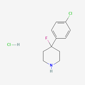 Chemical structure of 4-(4-chlorophenyl)-4-fluoropiperidine hydrochloride