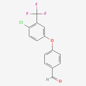 Chemical structure of 4-(4-chloro-3-(trifluoromethyl)phenoxy)benzaldehyde