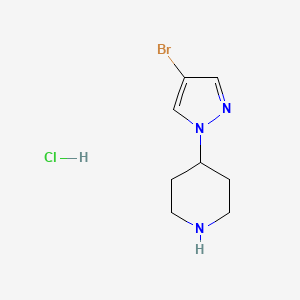 Chemical structure of 4-(4-Bromo-pyrazol-1-yl)-piperidine hydrochloride