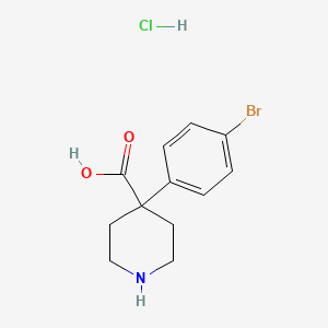 Chemical structure of 4-(4-bromophenyl)piperidine-4-carboxylic acid hydrochloride