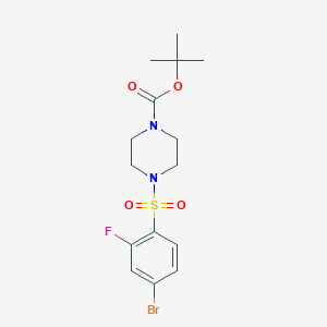 Chemical structure of 4-(4-Bromo-2-fluorophenylsulfonyl)piperazine-1-carboxylic acid tert-butyl ester