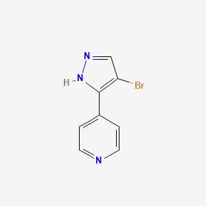 Chemical structure of 4-(4-Bromo-1H-pyrazol-3-yl)pyridine